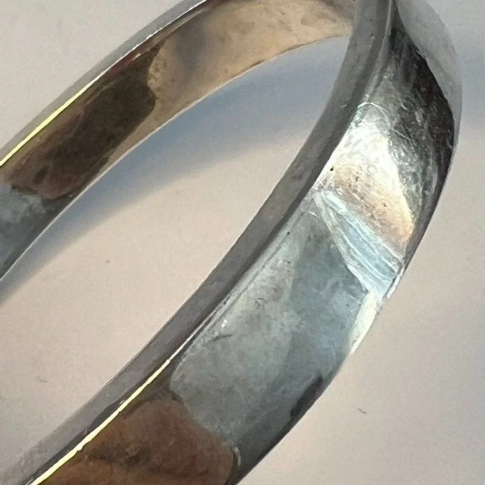 Vintage Modernist Taxco 925 Silver Bracelet Chunky Hinged